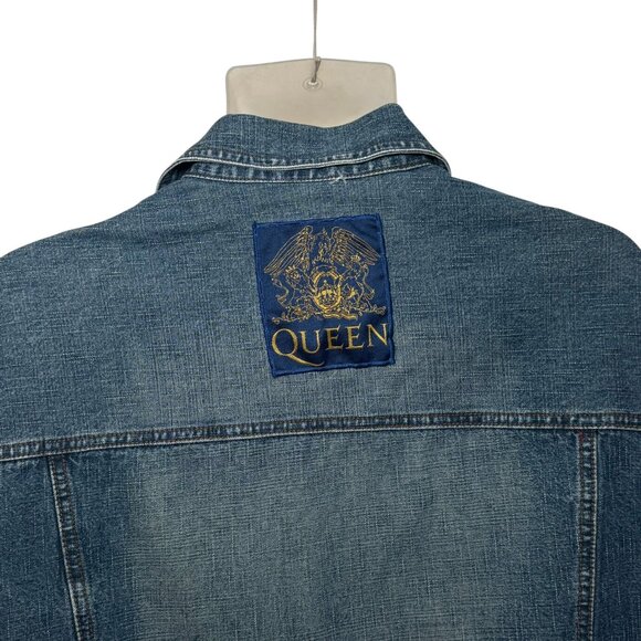 Denim Trucker jacket customized w Queen Freddy Mercury band patches Unisex - Picture 12 of 14